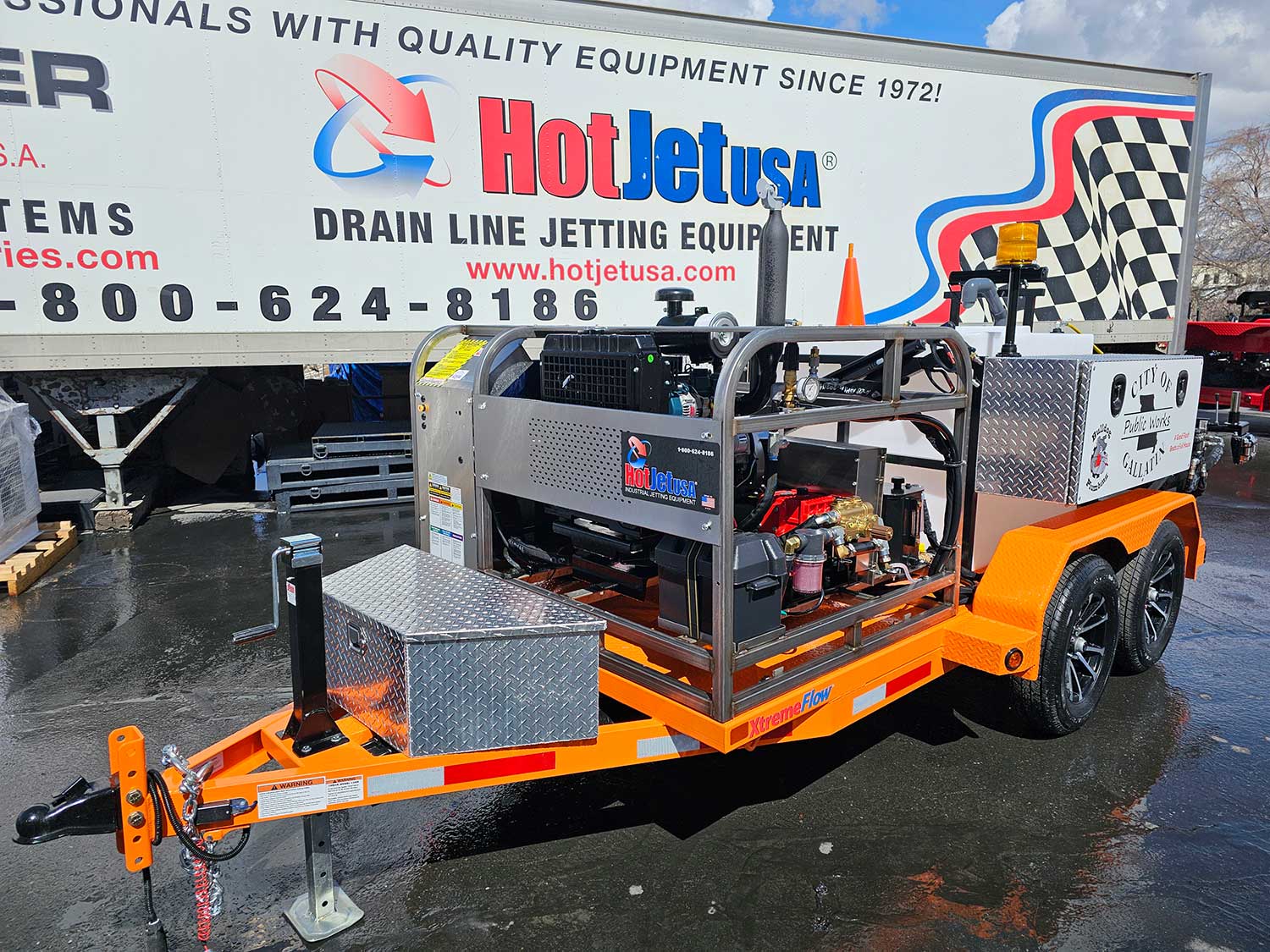 XtremeFlow Cold Water Kubota Diesel Trailer Jetter - Orange
